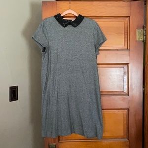 LOFT Gray Marl Collared Shift Dress Sz L